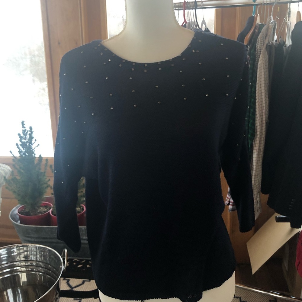 Navy blue embellished sweater